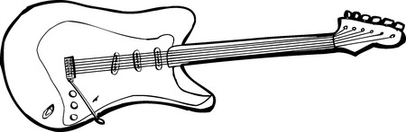 Isolated illustration of an outlined electric guitar over whiteのイラスト素材