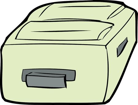 Single cartoon suitcase laying flat over whiteのイラスト素材