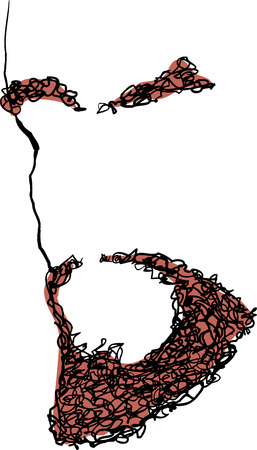 Hand drawn illustration of red hair beard and eyebrowsのイラスト素材