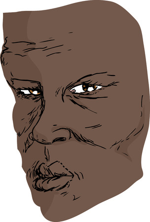 Freehand drawing of older serious Black manのイラスト素材