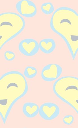 Seamless pattern of yellow smiling valentine hearts surrounded by pinkのイラスト素材