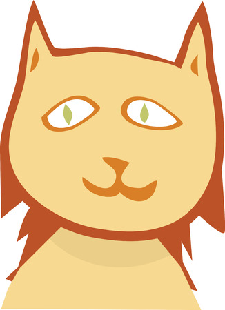 Illustration of head and shoulders of smiling cat over white backgroundのイラスト素材