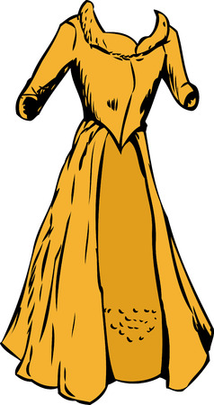 Single empty 18th century fashion dress with open robeのイラスト素材