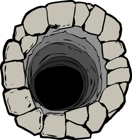 Top down view on abandoned or dry well over isolated backgroundのイラスト素材