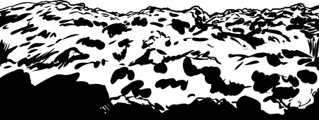 Outline illustration of clump of soil or rocky mining slag heapのイラスト素材