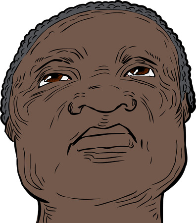 Low angle view on front of African senior man looking upwardのイラスト素材