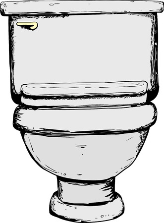 Single hand drawn toilet with closed lid over white backgroundのイラスト素材