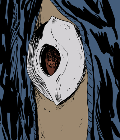Close up sketch of the black stone on the Kaaba in Meccaのイラスト素材