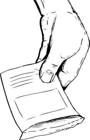 Close up on hand holding empty seed packet over white backgroundのイラスト素材