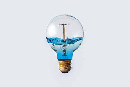 Vintage lightbulb filled with water