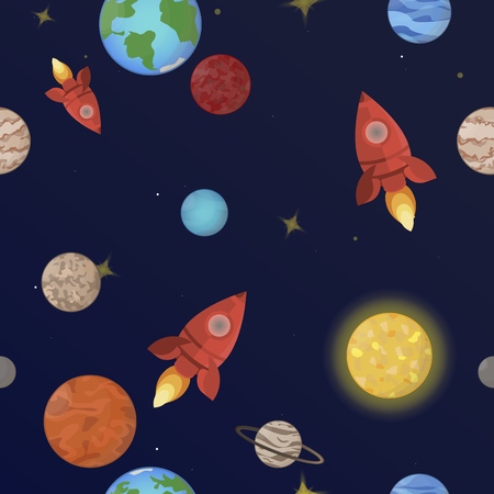 seamless pattern. planets solar system Vector collectionsのイラスト素材