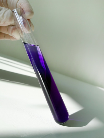 test tube with blue liquidの写真素材