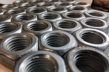 naturally view on a pile of steel nutsの写真素材