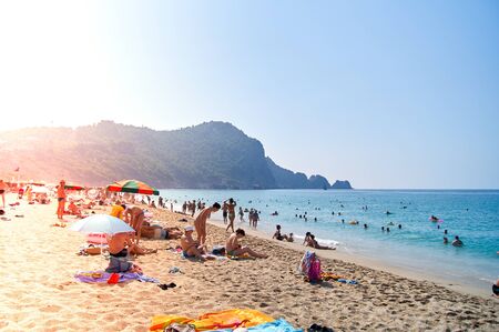 the seashore on the Kleopatra beach. Turkey, Alanya. Relaxing Holiday by the sea.の写真素材