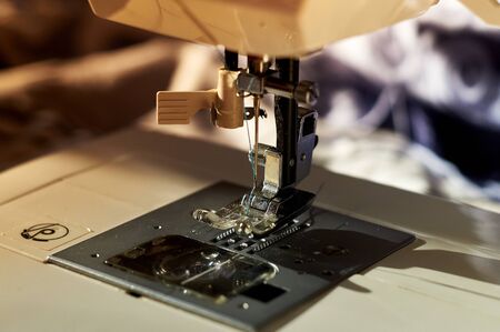 Close-up of sewing machine and sewing needle.の写真素材