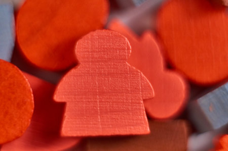 board games resources tokens: food, stone, people, woodの写真素材