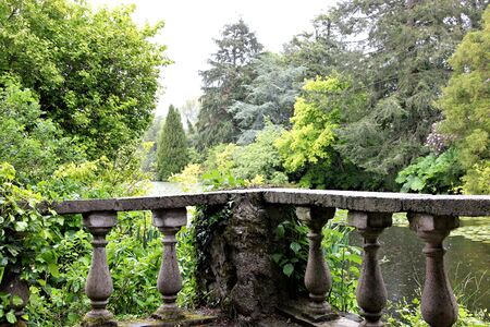 stone railings in gardenの写真素材