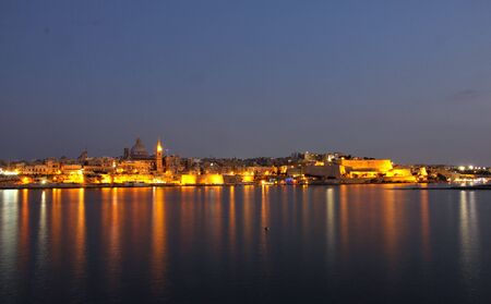 valletta at nightの写真素材