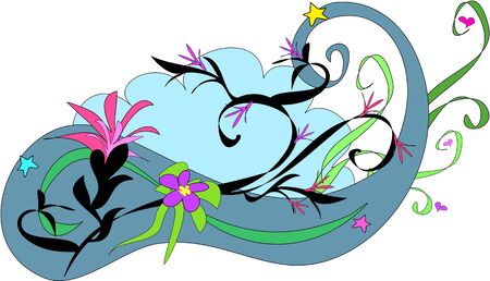 Design of Blue Swirls and Flowersのイラスト素材