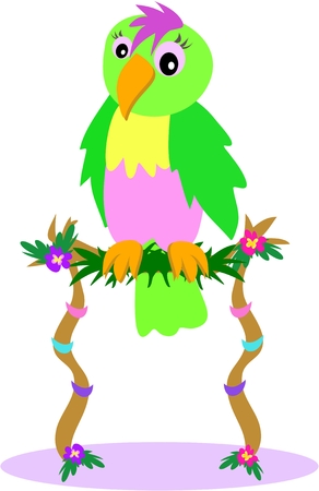 Parrot on a Flower Perchのイラスト素材