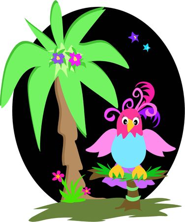 Parrot and Palm in the Tropicsのイラスト素材