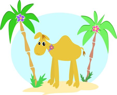 Camel and Palm Treesのイラスト素材