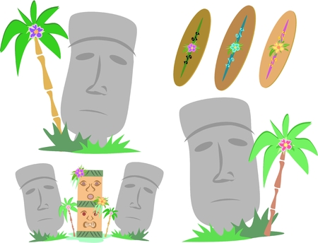 Easter Island Moai Statuesのイラスト素材