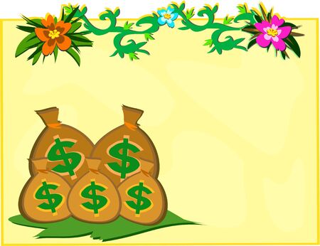 Money Bags with Vines and Flowersのイラスト素材