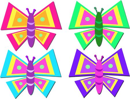Mix of Colorful Stylized Butterfliesのイラスト素材