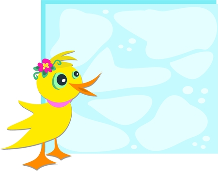 Blue Frame with Duckのイラスト素材
