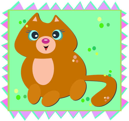 Happy Cat with Decorative Frameのイラスト素材