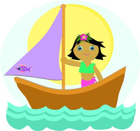 Sailboat Girlのイラスト素材