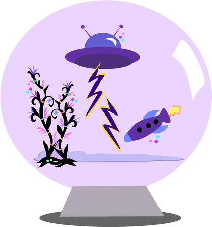 Alien Globe with Spaceships and Energyのイラスト素材