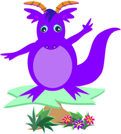 Purple Dragon on a Platformのイラスト素材