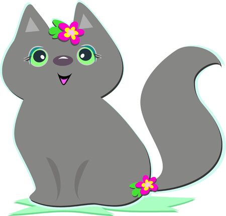 Cute Gray Catのイラスト素材