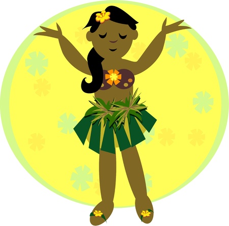Hula Girl Dancingのイラスト素材