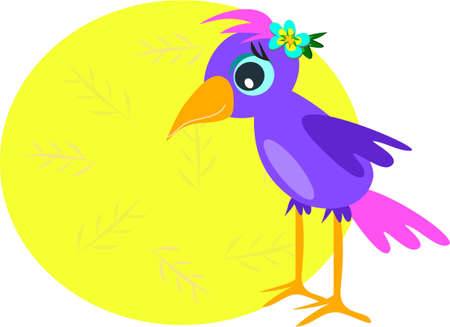 Purple Bird with Message Circleのイラスト素材