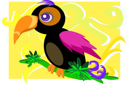 Colorful Parrot on a Branchのイラスト素材