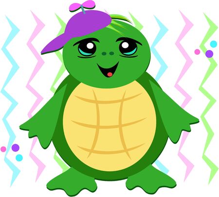 Young Turtle with a Spinner Hatのイラスト素材