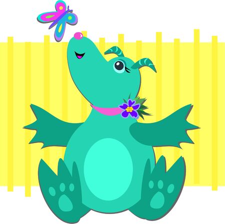 Dragon and Butterfly are Friendsのイラスト素材