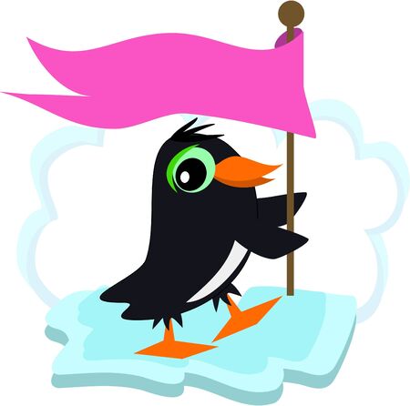 Penguin with a Flagのイラスト素材