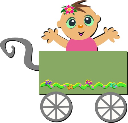 Happy Baby in a Cartのイラスト素材