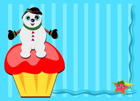 Frame of Snowman on a Cupcakeのイラスト素材