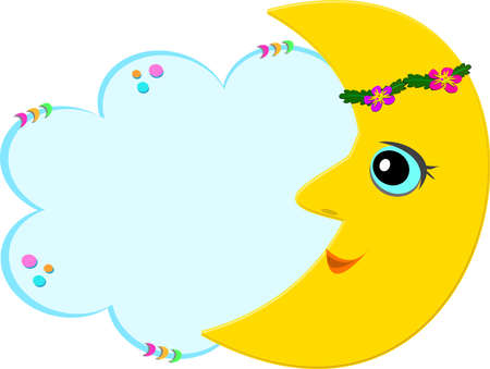 Sweet Moon with Message Bubbleのイラスト素材