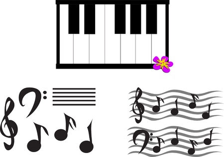 Mix of Musical Notes, Symbols, and Keyboardのイラスト素材