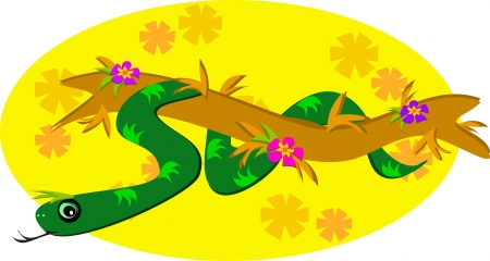 Snake Around a Branchのイラスト素材