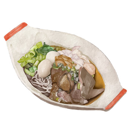 thai noodles element design for template, watercolor style.のイラスト素材