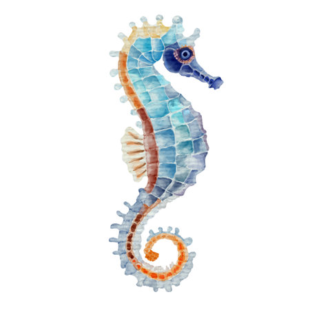 sea ââhorse element design, watercolor style.のイラスト素材