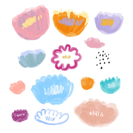 set of watercolor flower element design for templates.のイラスト素材