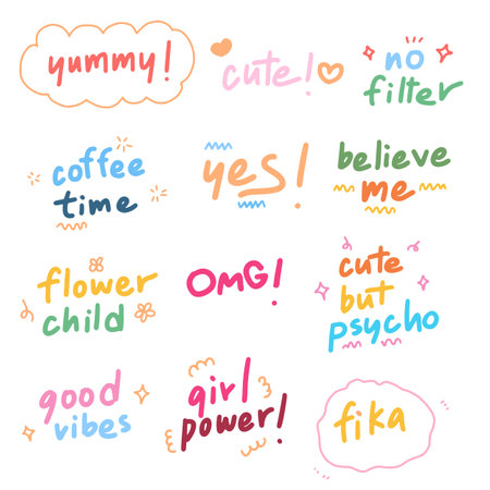 set of cute text element design for templates.のイラスト素材